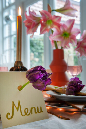 Tulips at Restaurant Table